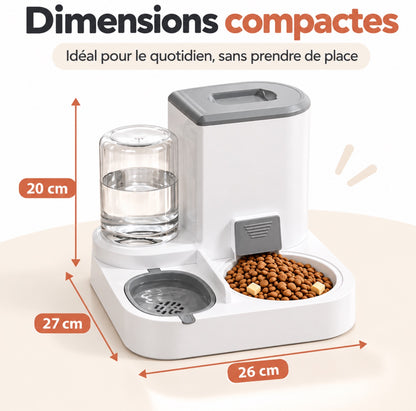 Combo distributeur de nourriture et d'eau pour chat, distributeur automatique pour animaux de compagnie, ensemble de bols détachables en acier inoxydable, récipient à nourriture pour chien facile à nettoyer