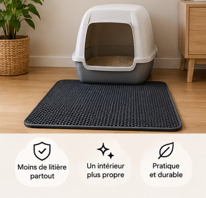 Tapis récupérateur de litière antidérapant et imperméable pour chat