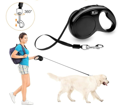 Laisse Enrouleur Rétractable 5m pour Petits et Moyens Chiens, Chats et Animaux de Compagnie Jusqu'à 20 Kg
