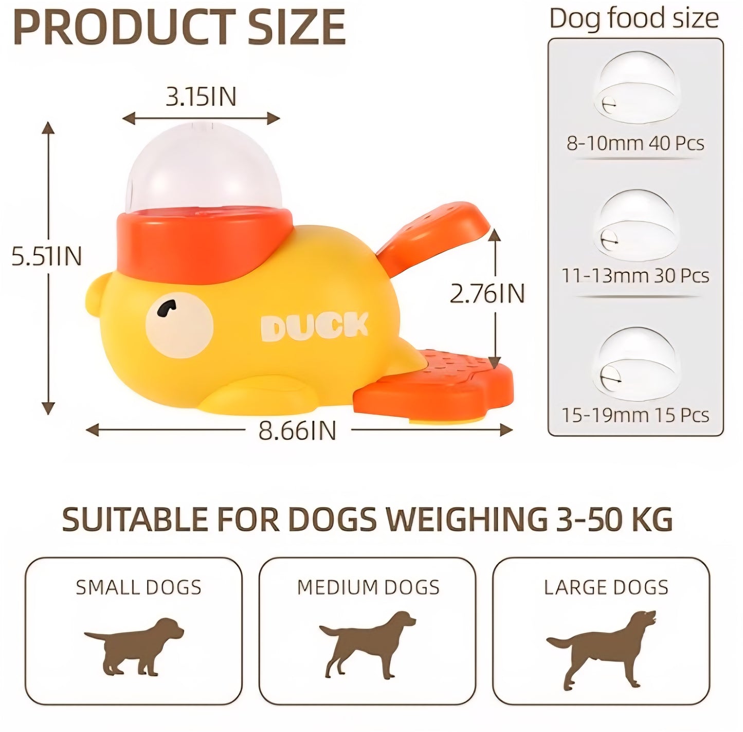 Distributeur de friandisess Puzzle pour chat,jouet d'enrichissement interactif en forme de canard pour chats et chiens,entrainement du quotidient intellectuel,jouet de stimulation mentale contre l'ennui,robuste et sur.