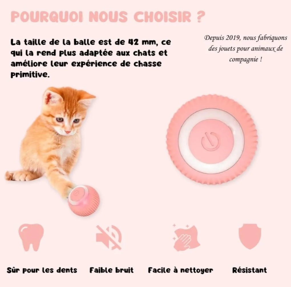 Balle interactive LED 360° - Le jouet intelligent et amusant pour chats et chien