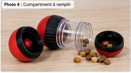 Jouet balle distributrice de friandises pour chien et chat